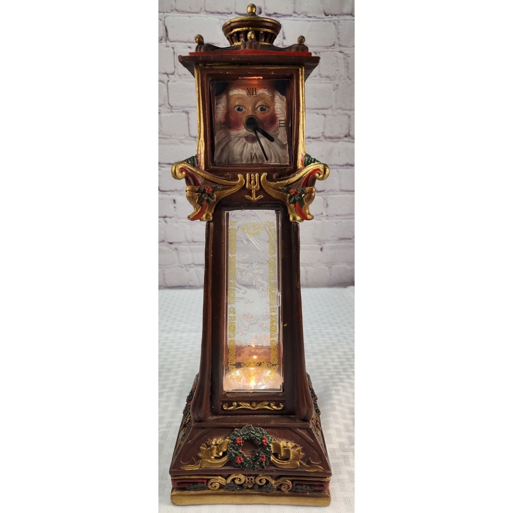 Rare Vtg Tall Christmas Magic Musical Santa Grandfather Clock Lights & Carols
